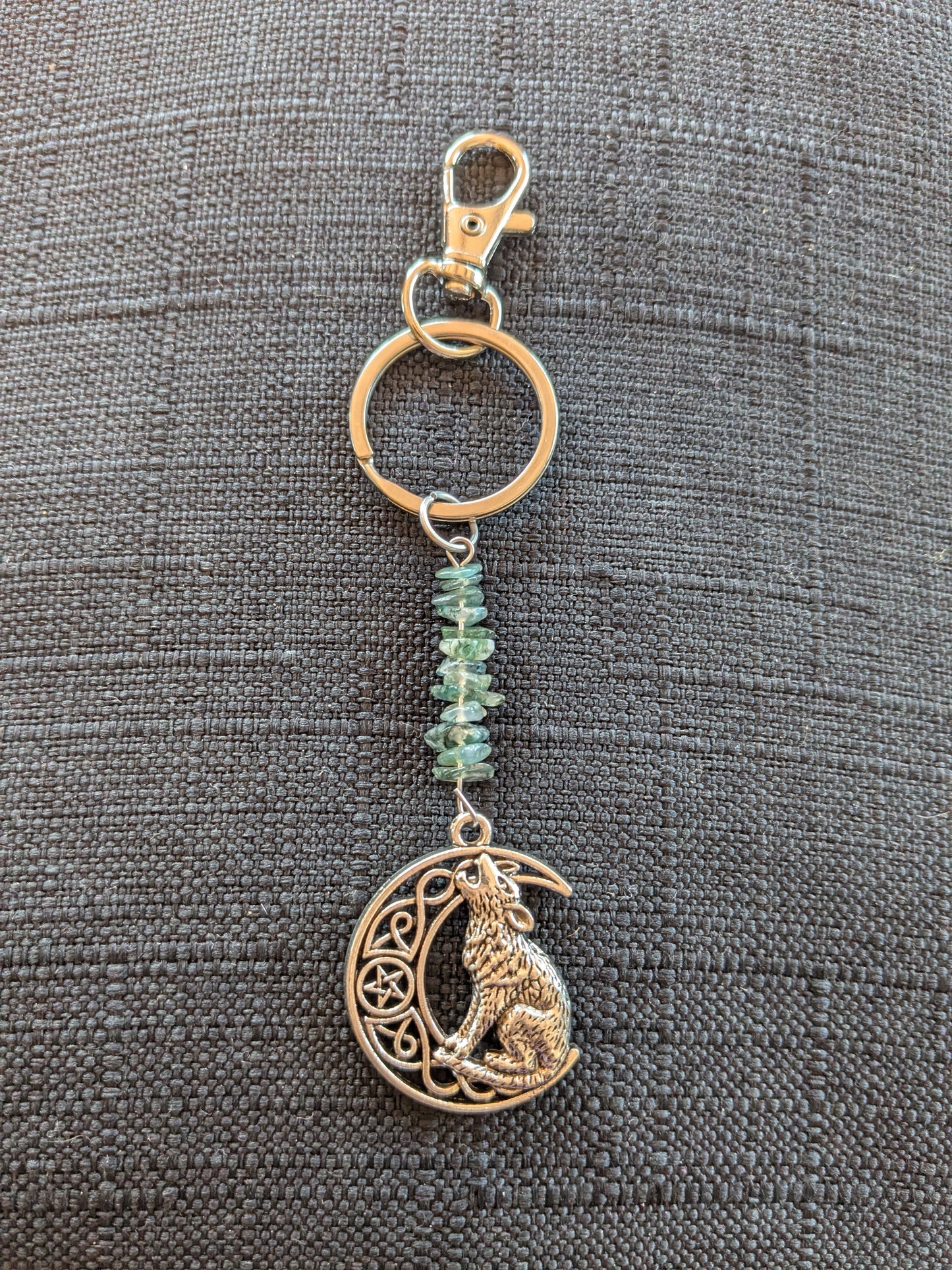 Wolf Moon Crystal Keychain
