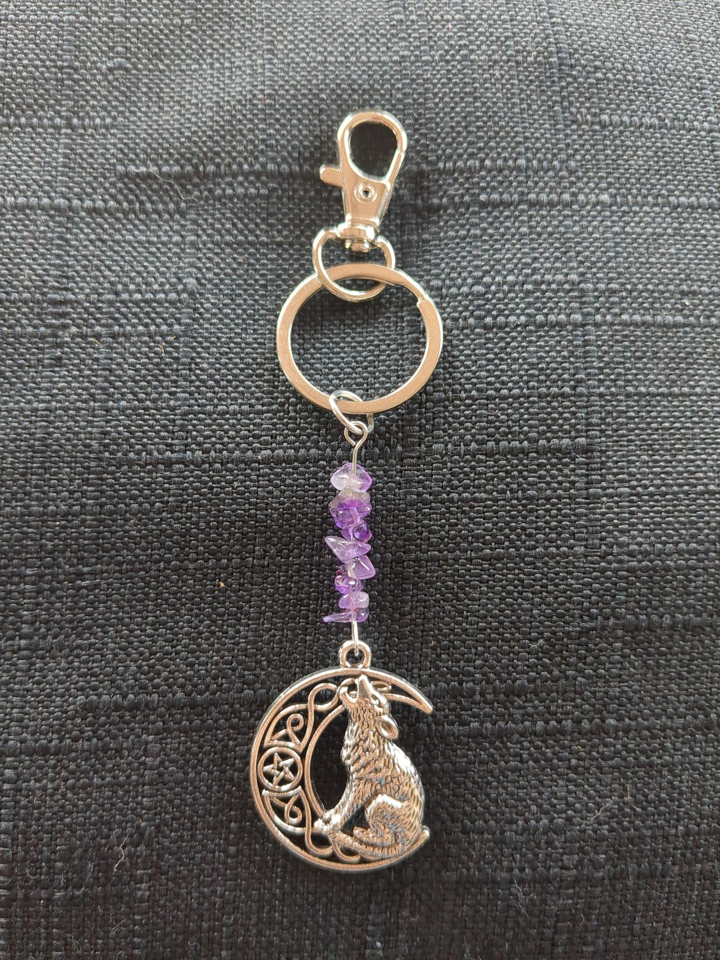 Wolf Moon Crystal Keychain