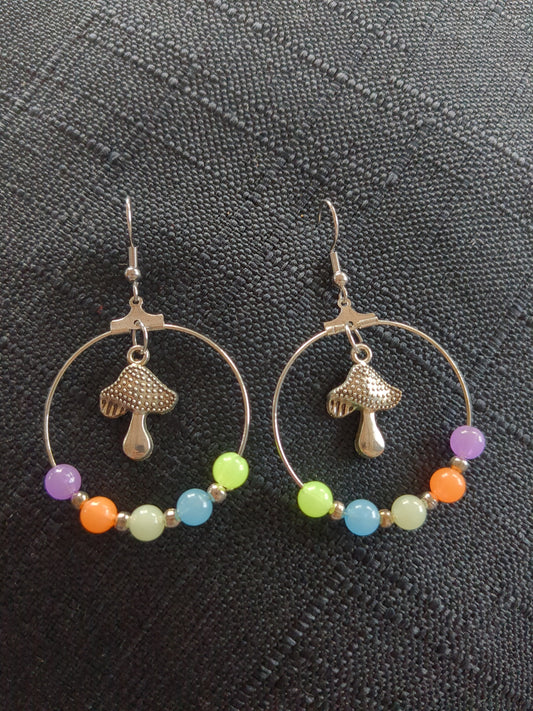 Mushroom Hoop Glow Earrings